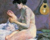 保罗高更 - Study of a Nude, Suzanne Sewing